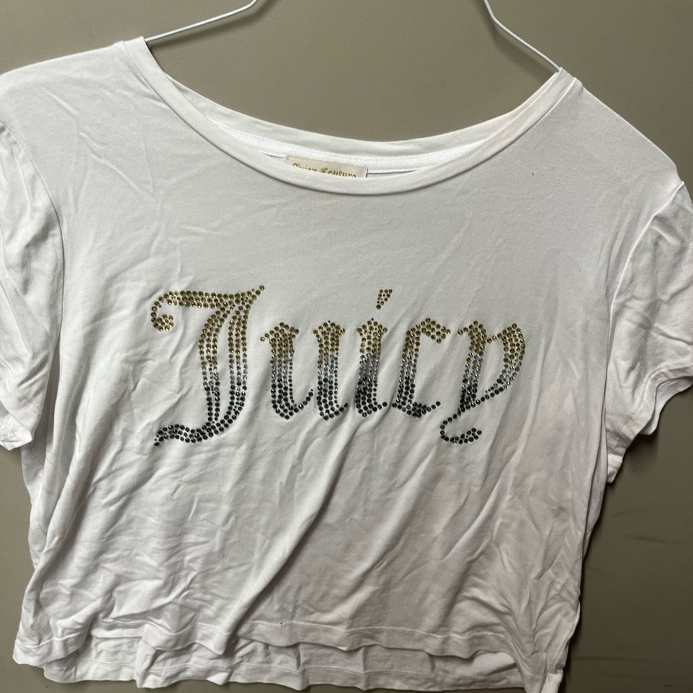 White T-shirt with bedazzled Juicy couture logo